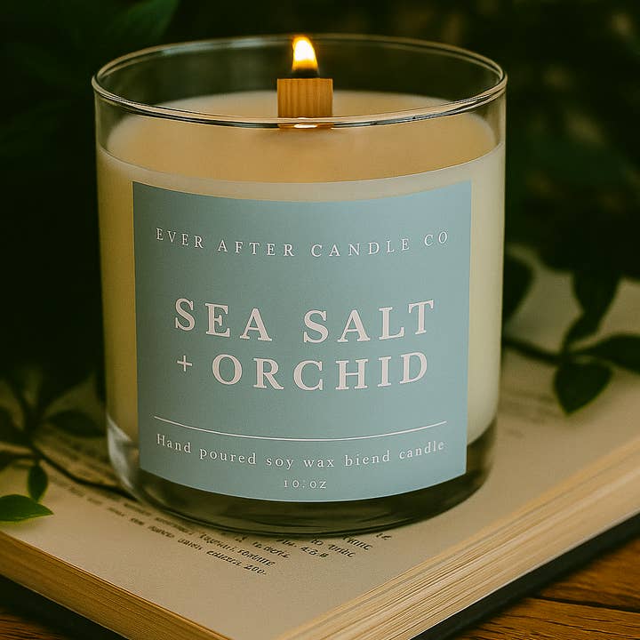 Ever After Candle Co - Wholesale Jar/filled candle - Sea Salt & Orchid - 10 oz Jar & Crackling Wood Wick1