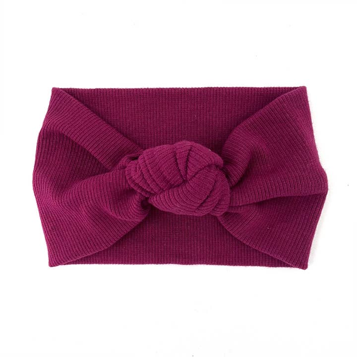 With Love for Kids - Wholesale Fashion Headband - Kids - BASICS Ribbed Knot Headband - EGGPLANT