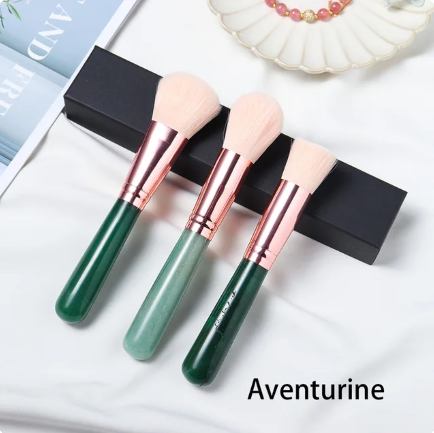 Crystolver (We Cover All Import Fees) - Vendita all'ingrosso Set di pennelli da trucco - Set di Pennelli Trucco con Manico in Pietra Preziosa11