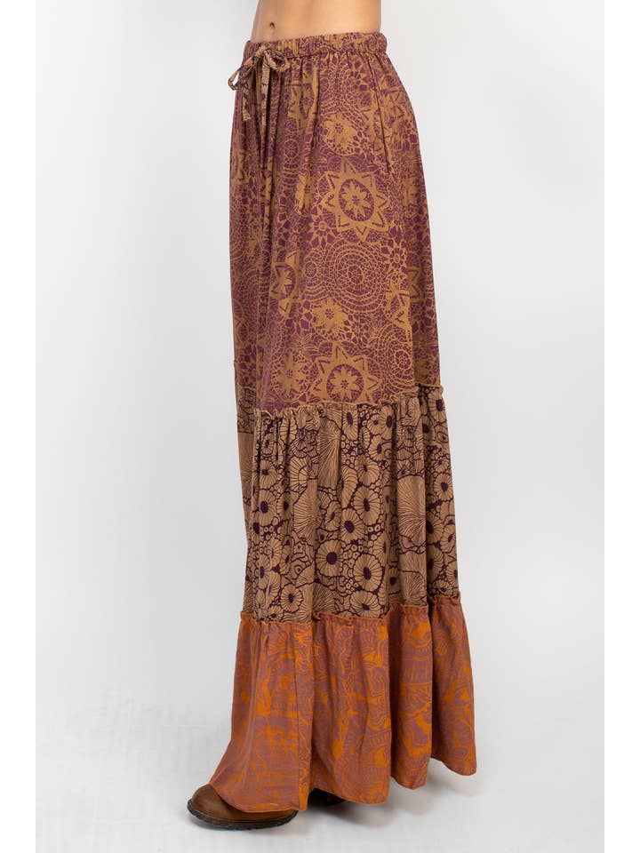 Lakhays Collection Inc. - Wholesale Skirt - Women's - Tiered Lace Print Maxi Skirt