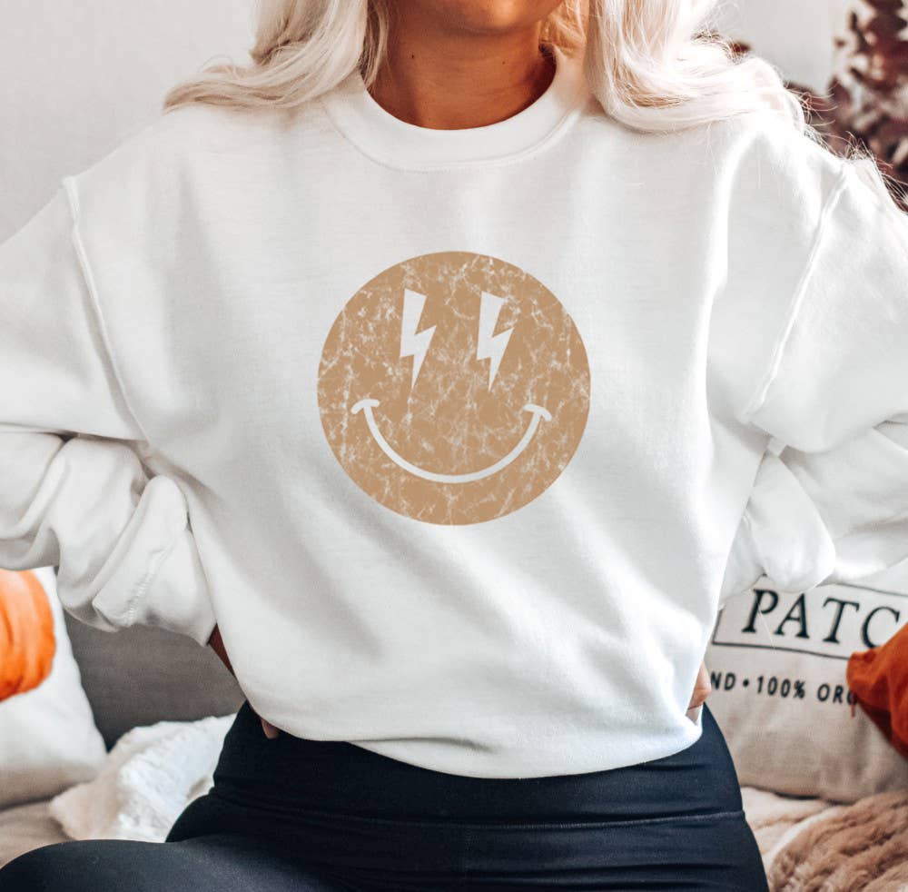 Shamaim – Großhandel Sweatshirt mit Grafikdruck – Damen – Unisex-Fleecepullover Happy Face mit aufhellendem Auge6