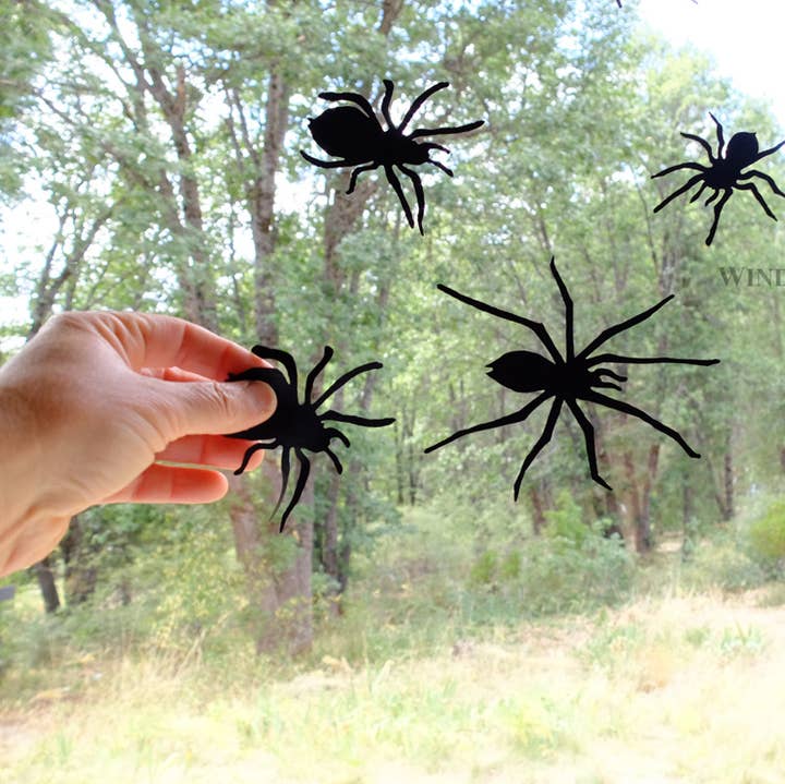 Window Gems - Wholesale Decal - Party Decorations - Spider Window Clings - Halloween Decor - Black Vinyl Decals0