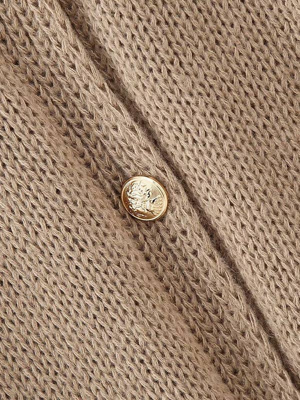 VividLux - Wholesale Cardigan - Women's - Loose Puff Sleeves Buttoned Split-Joint Round-Neck Cardigan Tops10