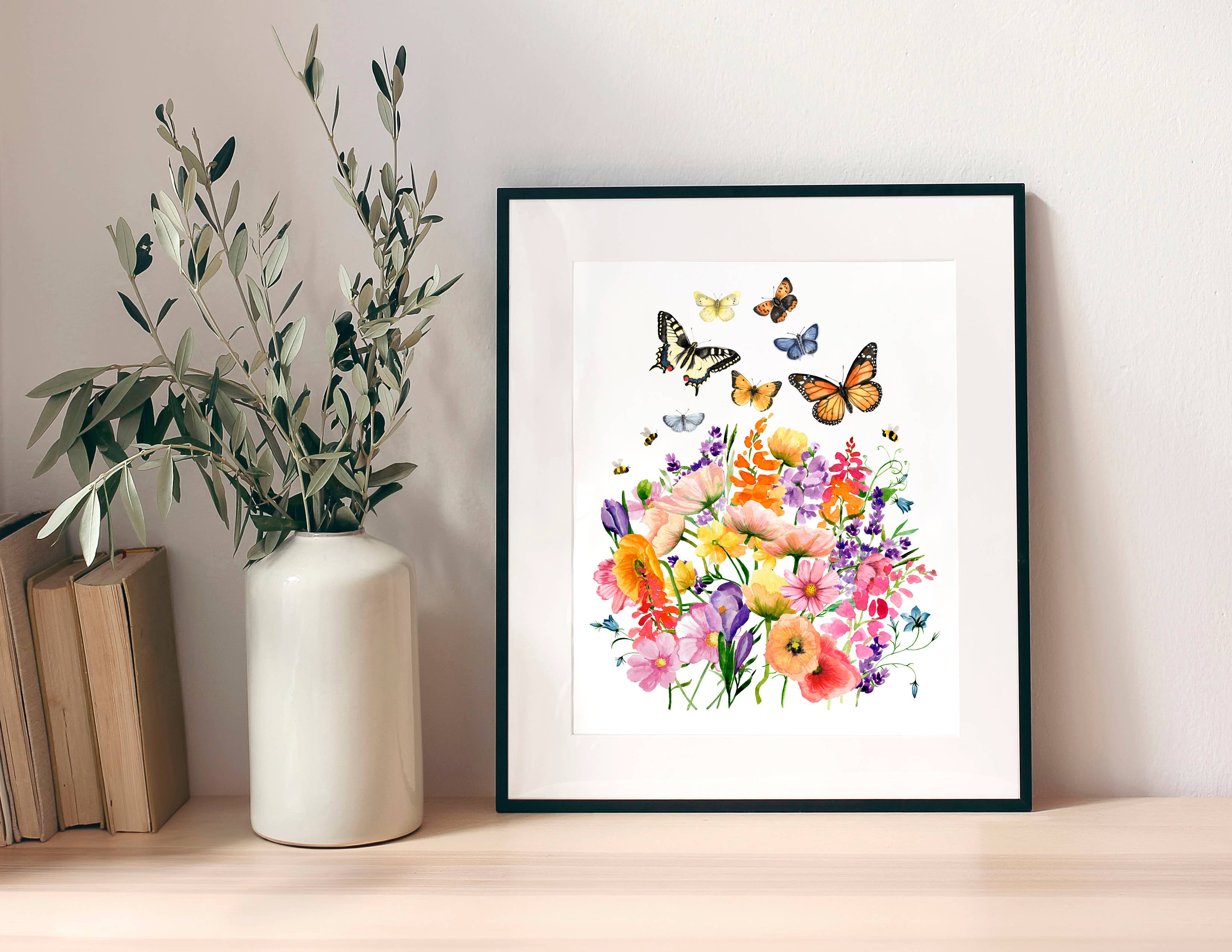 NorthHouse Creative Co. - Wholesale Art Print - Butterfly Florals Watercolor Painting Art Prints4