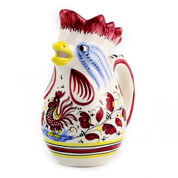 GALLO ROSSO DI ORVIETO: Caraffa del Gallo della Fortuna (1 Litro) per la vendita all'ingrosso da parte di Artistica - Deruta of Italy