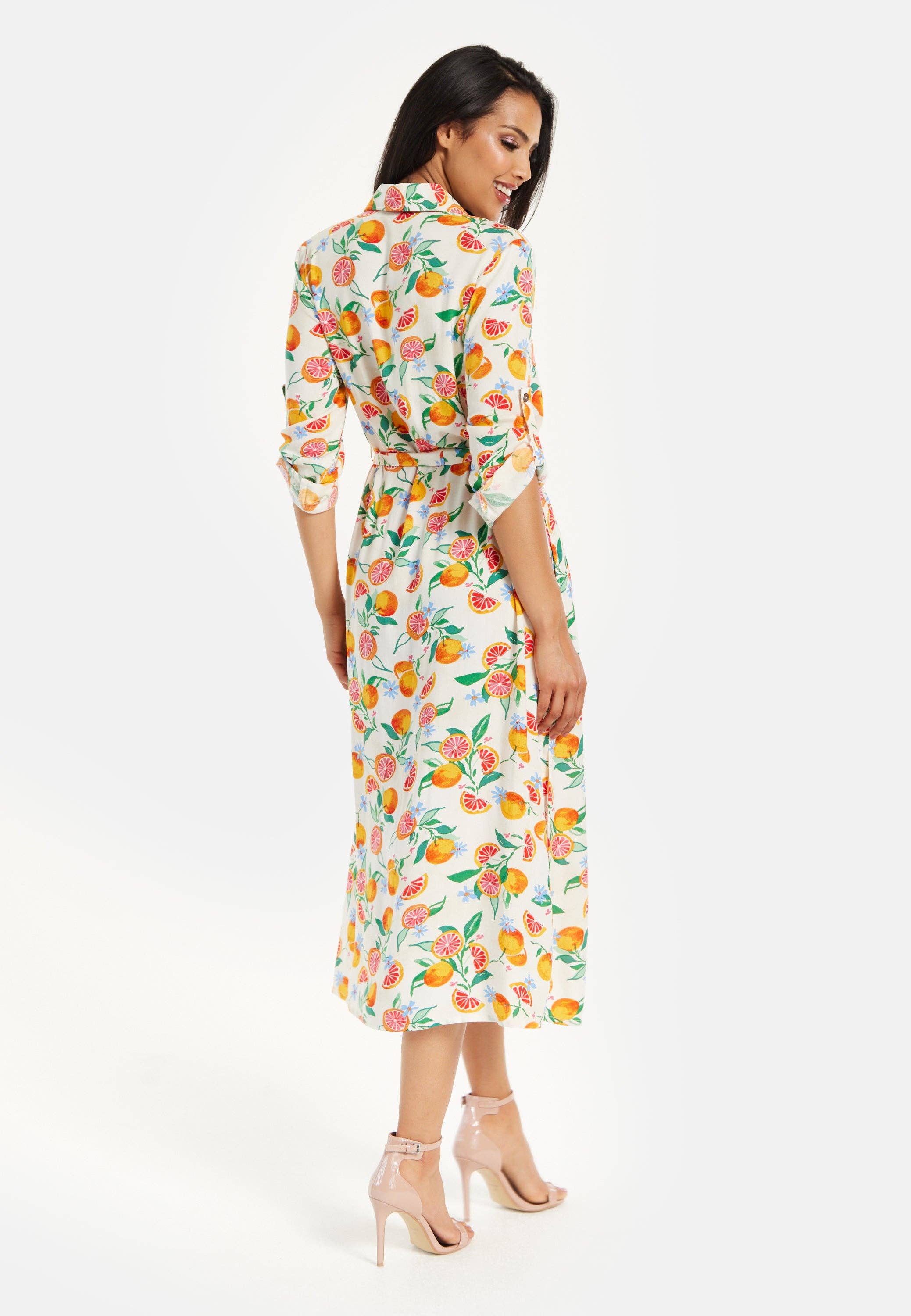 Multi coloured Liquorish Fruit Print Button Through Shirt Dress for wholesale on Faire7