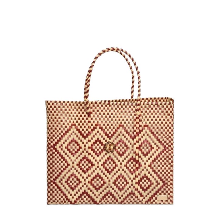 SMALL BURGUNDY AZTEC TOTE BAG för wholesale av Lola's Bag by Georgina Herrera