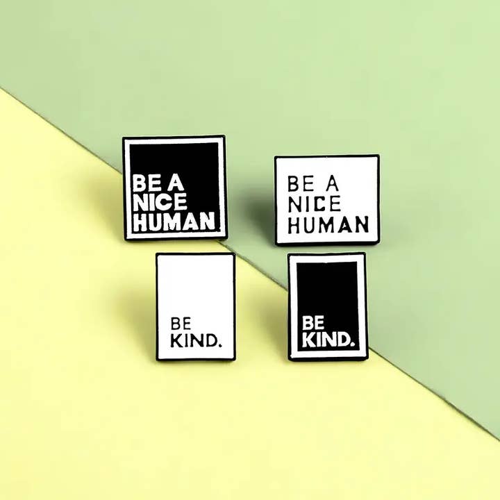 Magnifique Hearts - Wholesale Lapel Pin/Button - Kindness Pins: BE A NICE HUMAN Backpack/Bag/Clothing