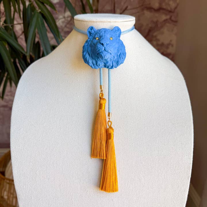 Tiger Bolo Ocean Blue with Baby Blue & Golden Yellow for wholesale by Rahya Jewelry Design