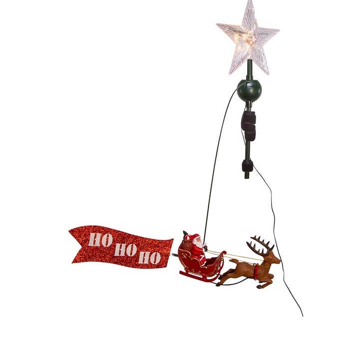Kurt S. Adler, Inc. - Wholesale Tree Topper - 19.7" LED STAR TREE TOPPER W/ROTATING SANTA