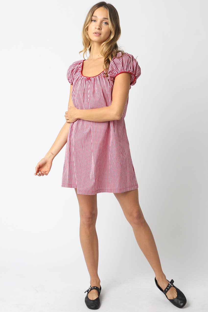 Olivaceous - Vente Robe – femme - Robe Mini à Carreaux Harper3