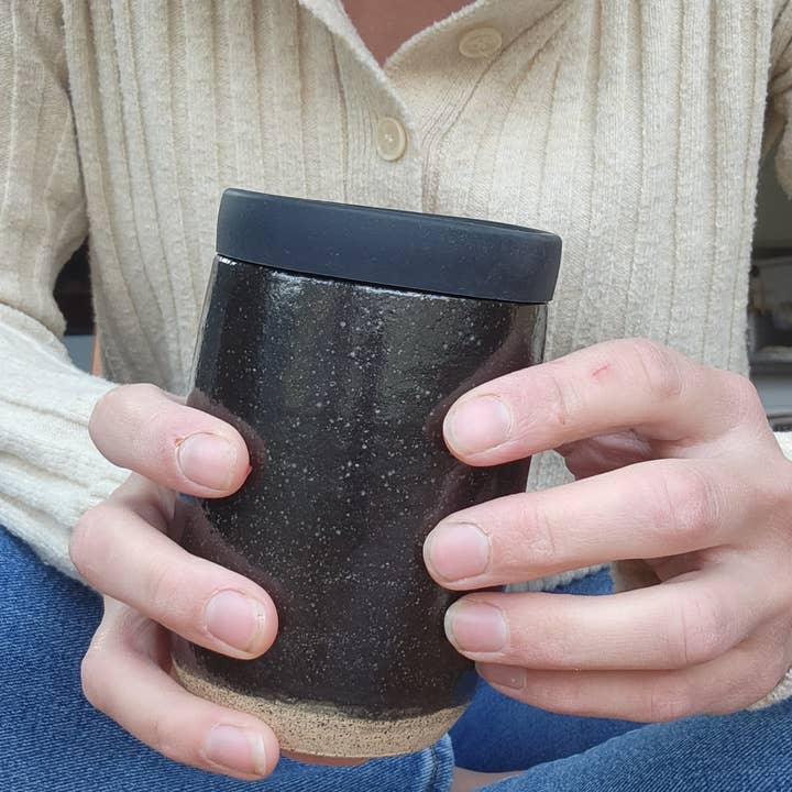 Tactile Earth - Wholesale Insulated mug/tumbler - Classic Ceramic Travel Tumbler: Charcoal Black
