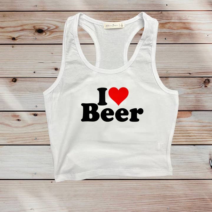Ik hou van bijgesneden tanktop met bier voor wholesale door LA PRINT AND STITCH