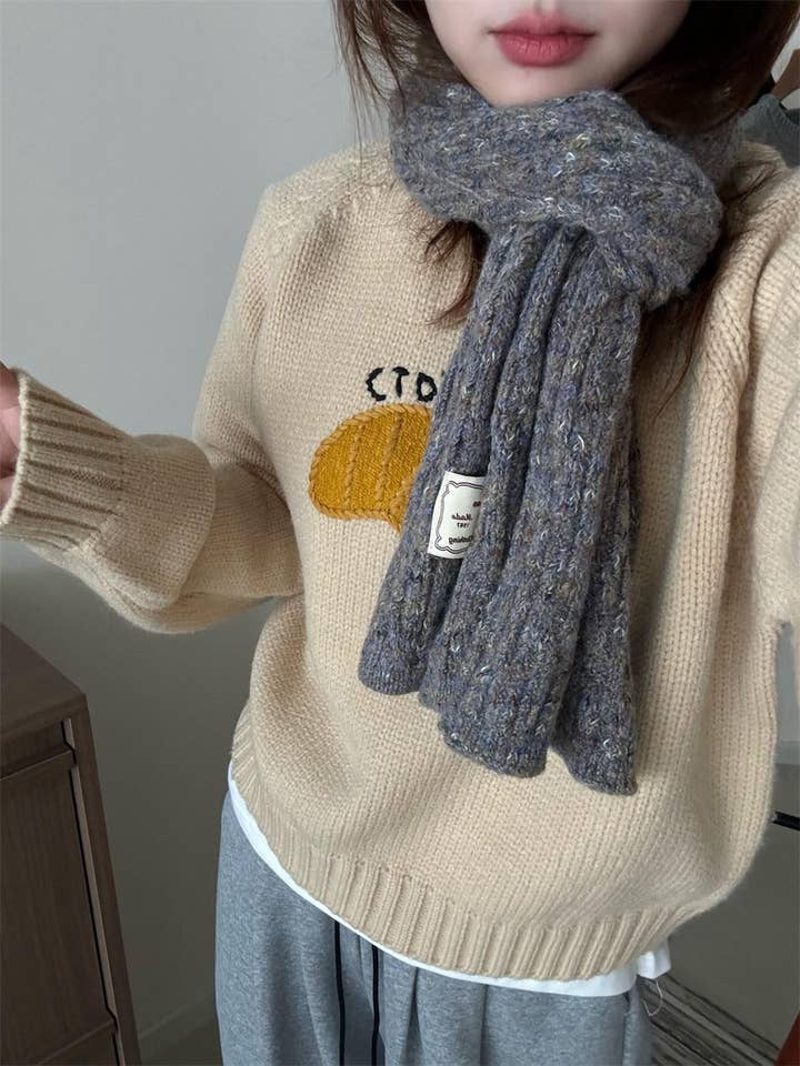 Marayn - Wholesale Knitted jumper – Women′s - Cute Korean Style Cartoon Letter Knit Sweater16