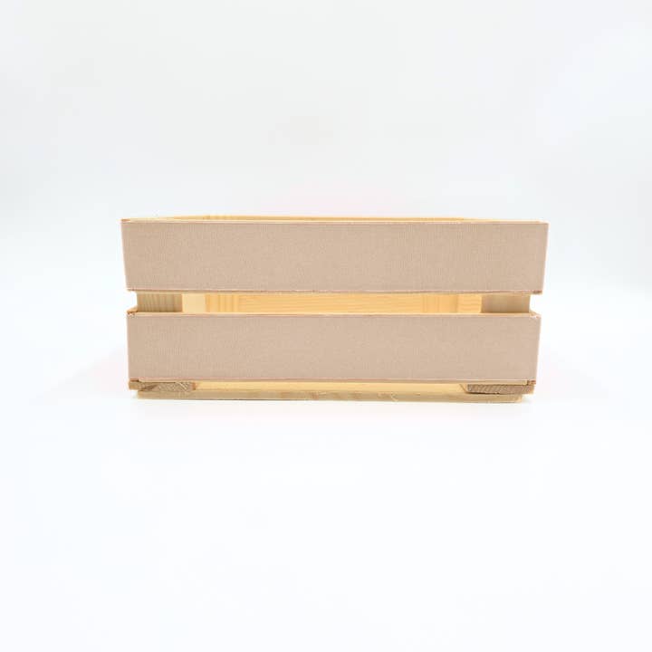AboutWood - Wholesale Decorative box - Empty Square Wooden Crate Decorated with Taupe Ribbon 2