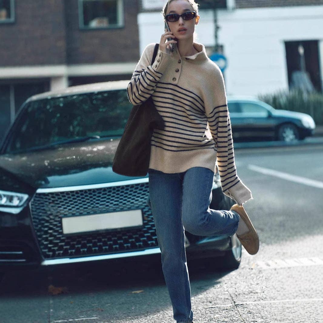 Marayn - Wholesale Knit Sweater - Women's - New AutumnWinter Russian Style Striped Knit Sweater15