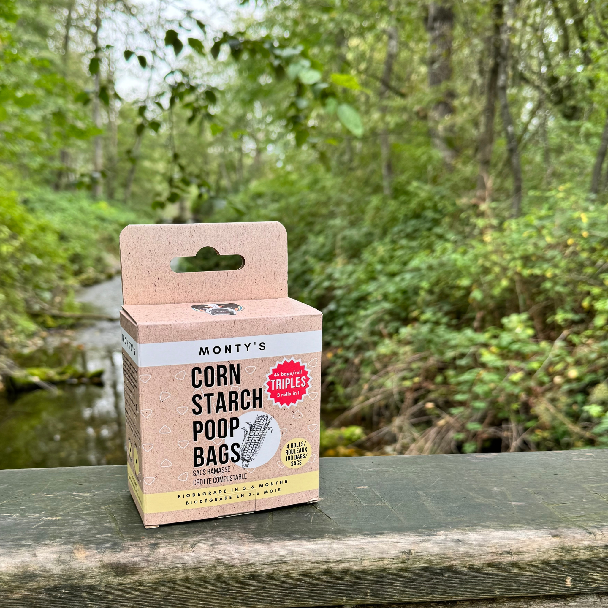 Monty's Bags – wholesale Pet poo bag – Compostable Cornstarch Poop Bags - 9 x 13" - Triples Rolls 12