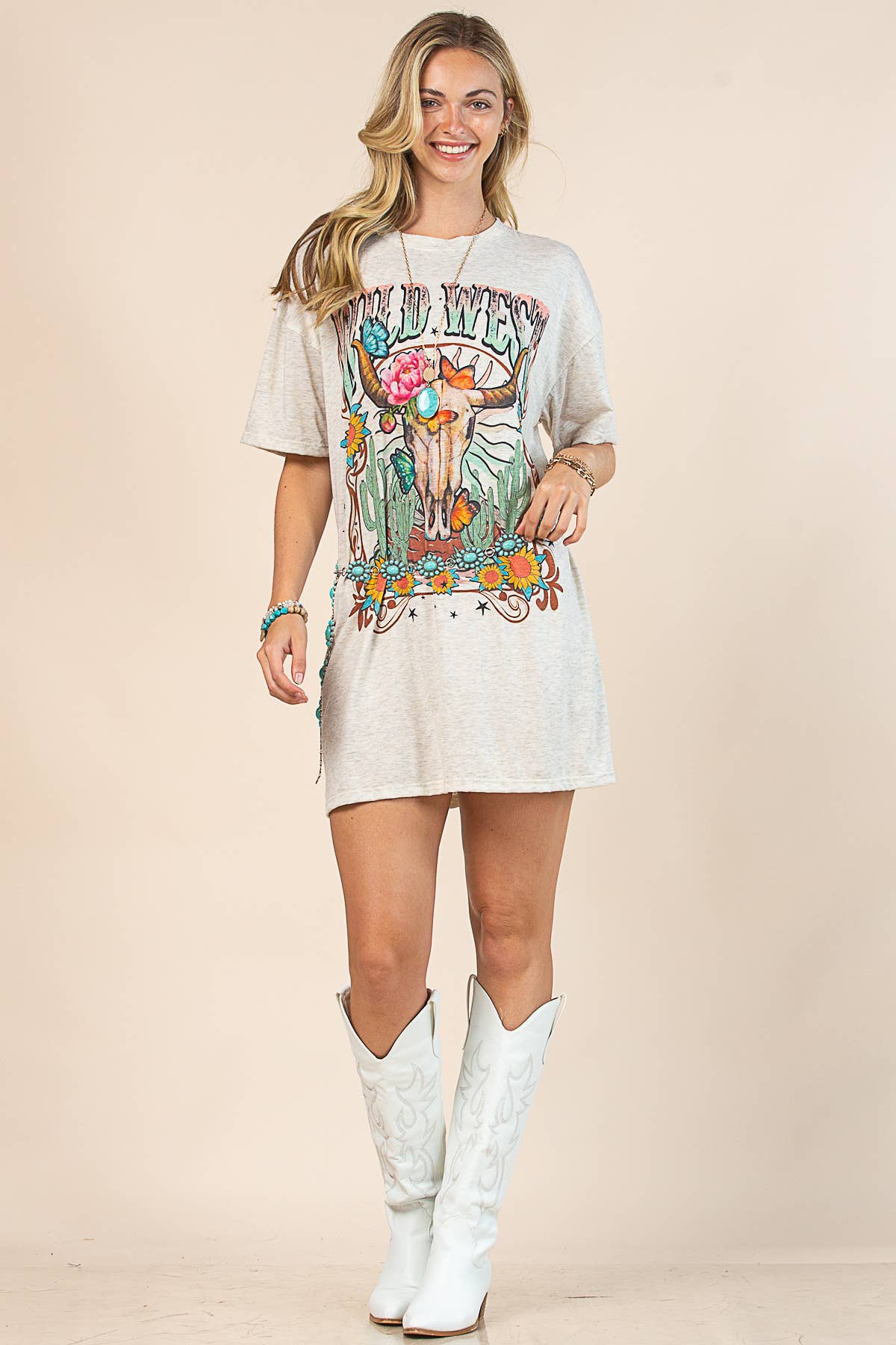 FARINA D'AVENA ABITO T-SHIRT CON GRAFICA WILD WEST AV1202-JIMENA in vendita all'ingrosso su Faire4