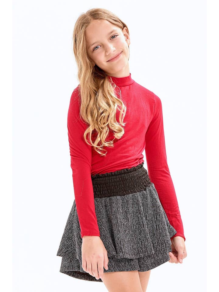 Good Girl - Wholesale T-Shirt - Kids - Mock Neck Long Sleeve Modal Knit Top