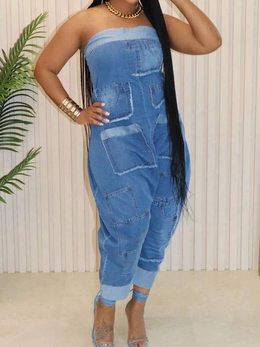 Flarix - Wholesale Jumpsuit - Women's - strapless denim jumpsuits3