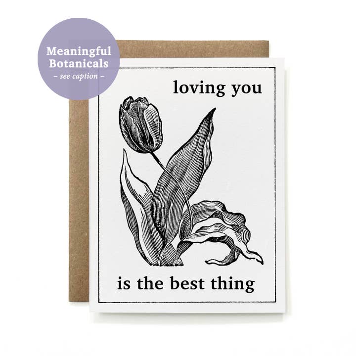100% Recycled Loving You is the Best Thing Card - B&W Tulip for wholesale by Knapping Press