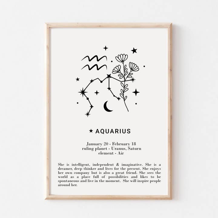 Wassermann-Sternzeichen Zodiac Print für den Großhandel von Word Up Creative