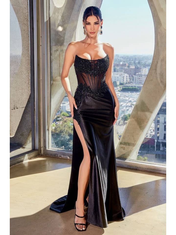 Tux-USA® - Wholesale Gown - Women's - Strapless Lace & Satin Dress7