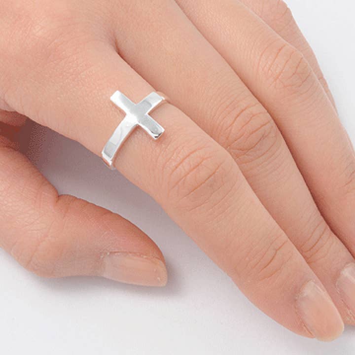 CALIFORNIA TOE RINGS - Wholesale Band/gestapelde ring - Sterling zilveren zijdelingse kruisring, duimring, eerste communu