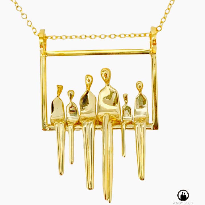 Mother with children in Gold plated Silver for wholesale by Yenny Cocq llc
