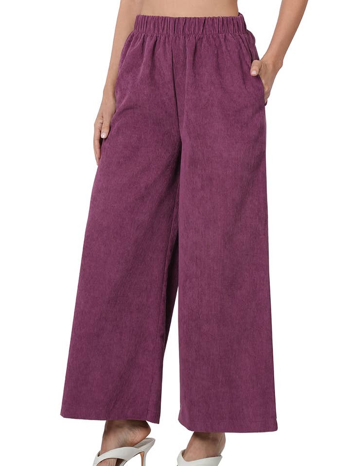 Pantaloni larghi in velluto a coste con tasche per la vendita all'ingrosso da parte di Vanilla Monkey