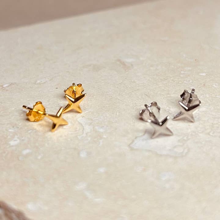 Gold or Silver Starlight Studs for wholesale by Little Nell Jewellery