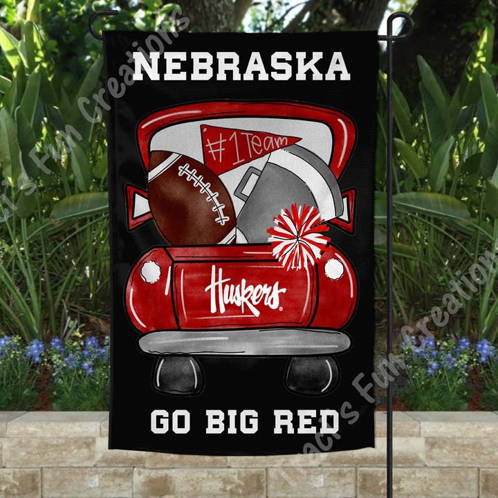 University of Nebraska Huskers Go Big Red Flag for wholesale by Traci's Fun Creations
