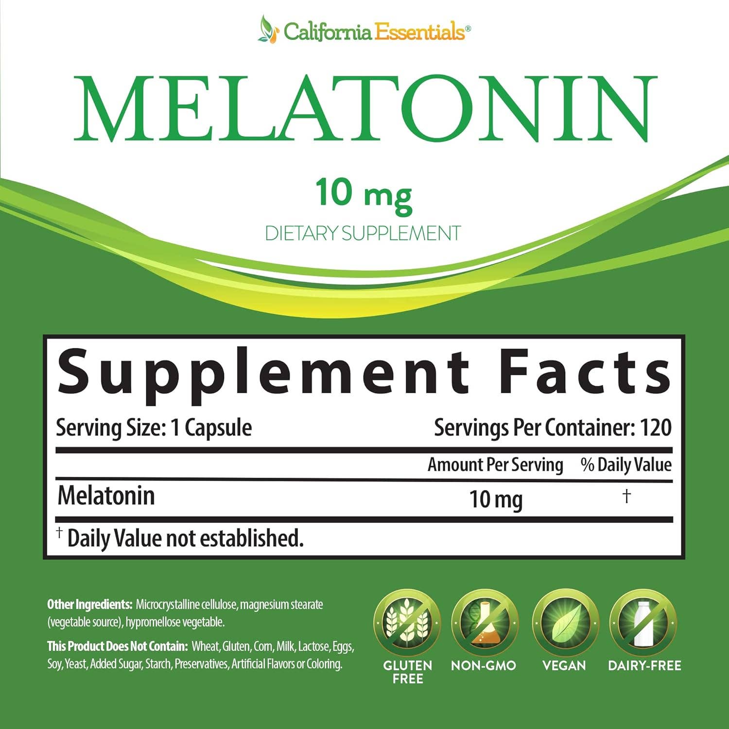 California Essentials - Wholesale Oral Supplement/Vitamin - Melatonin Natural Sleep Aid Supplement - 10mg Gluten Free6