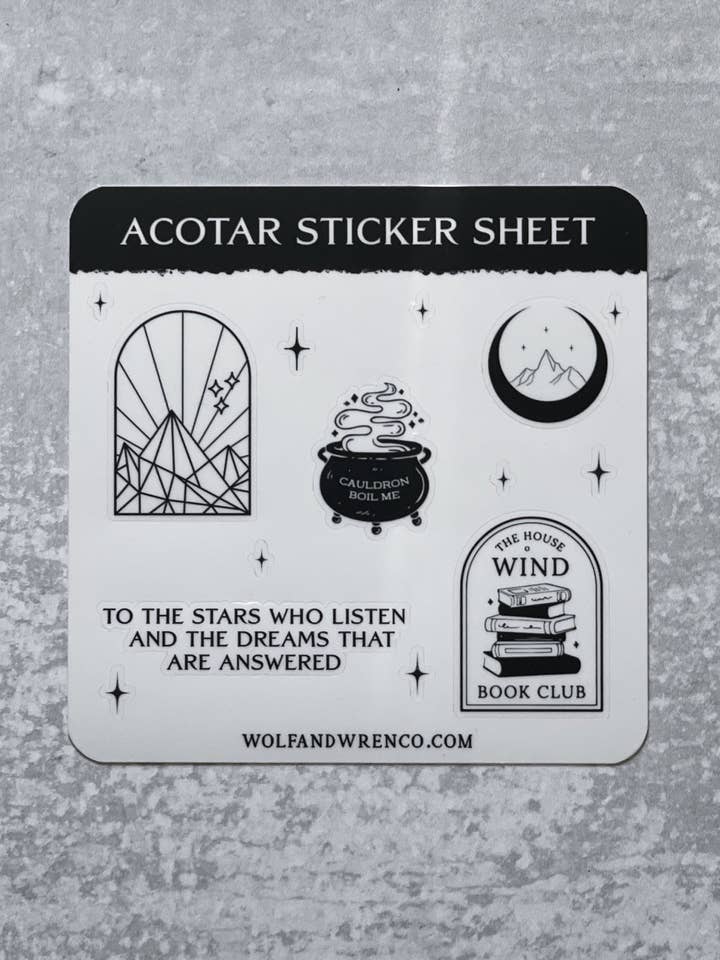 Folha Autocolante Mini ACOTAR por atacado de Wolf & Wren Co.