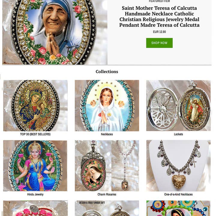 MariaSantissimaShop - Wholesale Pendant/Charm Necklace - Goddess Parvati Handmade Necklace Hindu Indian Devotion Charm Jewelry Medal Pendant