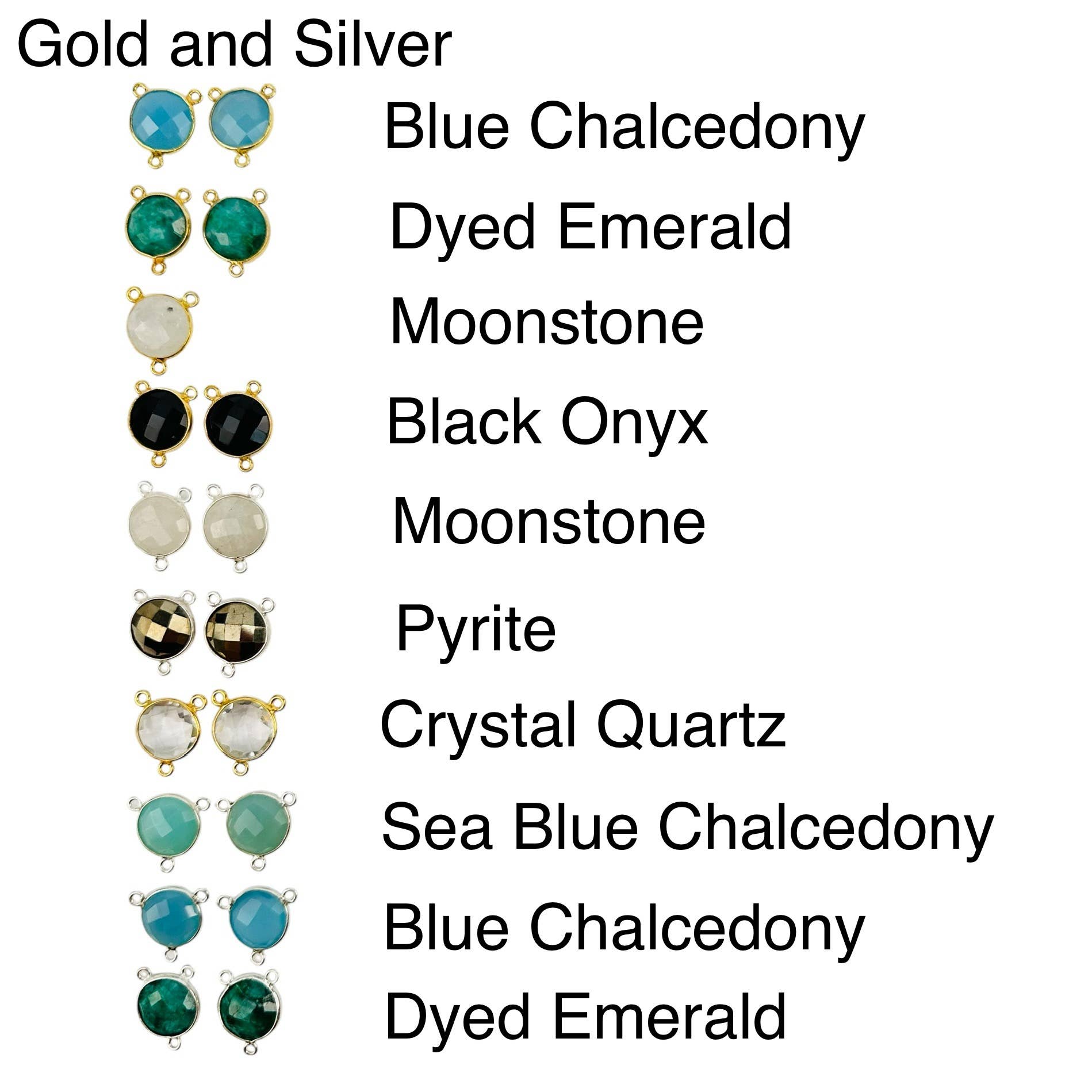 Jewelers Paradise – wholesale Individual charm/pendant – Round Triple Bail Gemstone Connector - 11mm Bezel Link -3