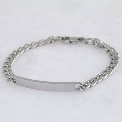 Men's Stainless Steel Chain And Plaque Bracelet for wholesale by Lisa Angel