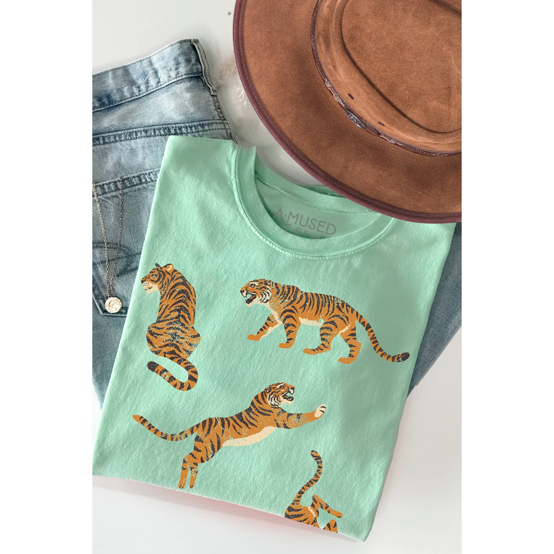 Amused by Blue - Wholesale Screen Printed T-Shirt - Women's - 5 TIGERS4