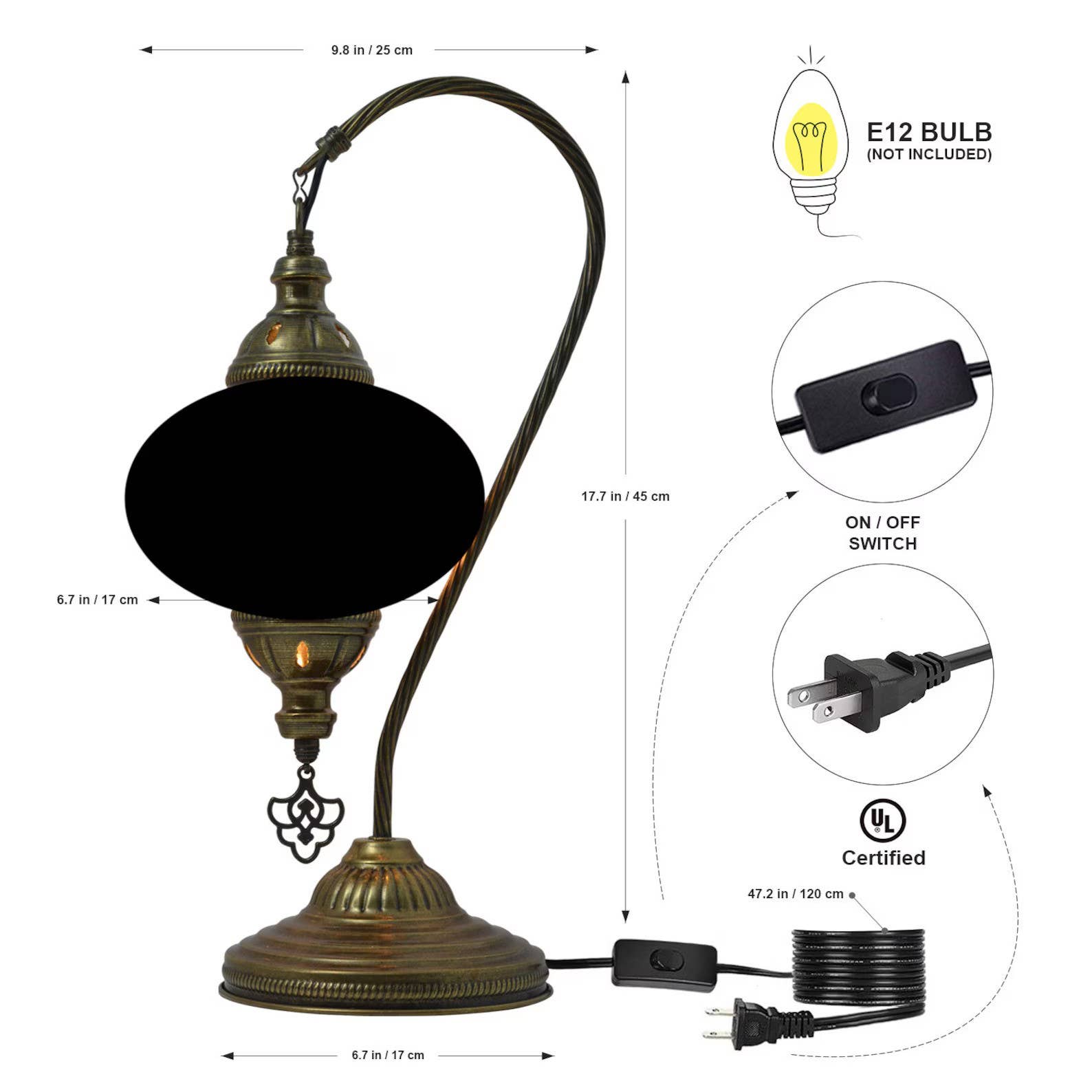 Turkish Lamp Depot - Vendita all'ingrosso Lampada da scrivania/d'accento - Lampada a mosaico cigno turco2