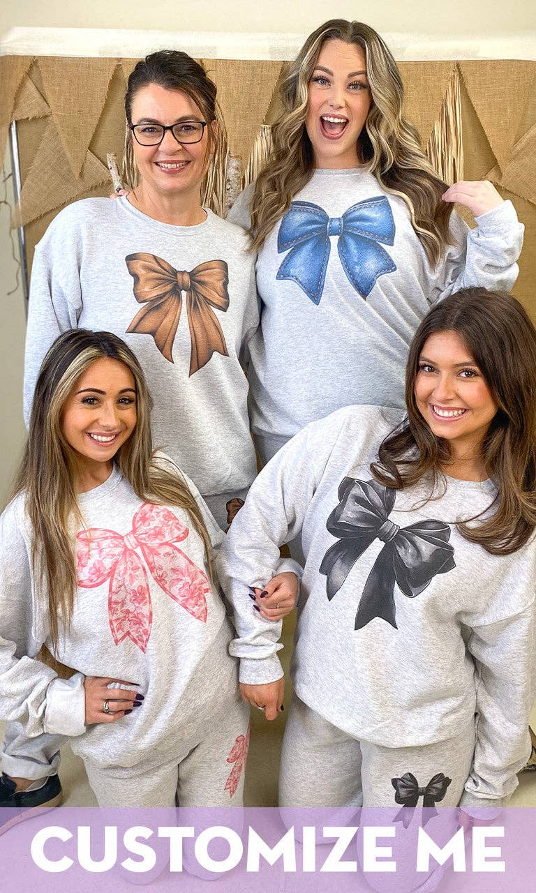 Sugar Stitch - Wholesale Graphic Sweatshirt - Women's - Big On Bows Graphic Sweatshirt