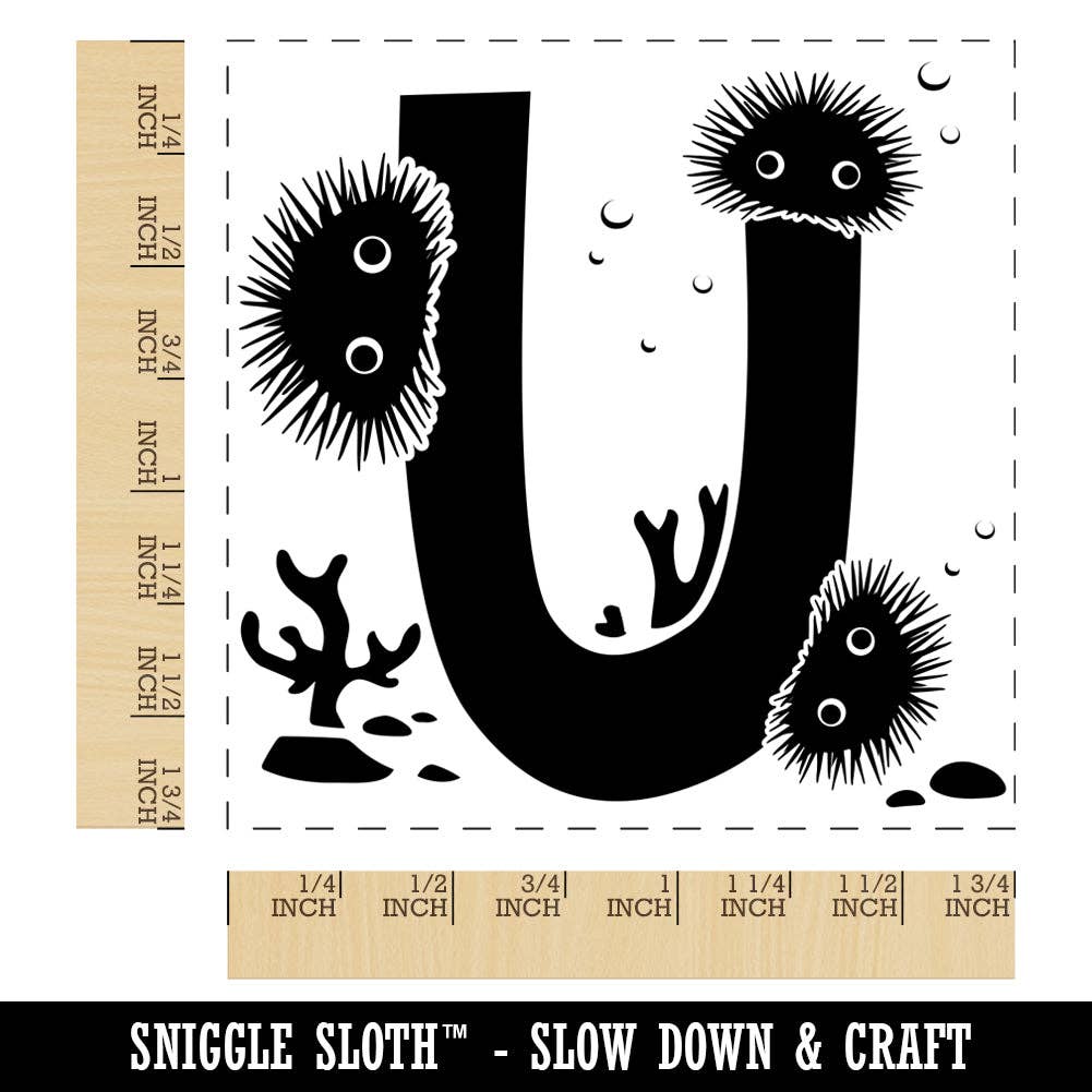 Sniggle Sloth - Wholesale Rubber/Decorative Stamp - Animal Alphabet Letter U for Urchin Square Rubber Stamp for Stamping Crafting1