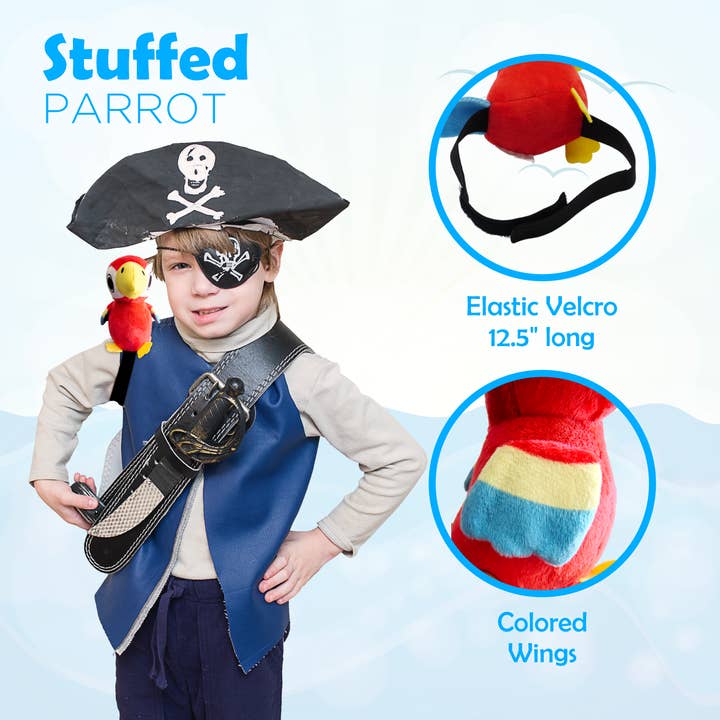 4E's Novelty - Wholesale Stuffed/Plush Toy - Kids & Baby - 4E's Novelty Stuffed Parrot on Shoulder - Kids Pirate Parrot Shoulder Prop, Halloween Parrot Stuffed Animal Prop, Kids Pirate Accessories for Party