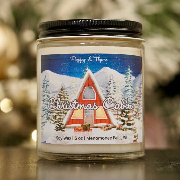 Vela Christmas Cabin 100% soja, para rellenar calcetines, regalo para venta al por mayor de Poppy & Thyme