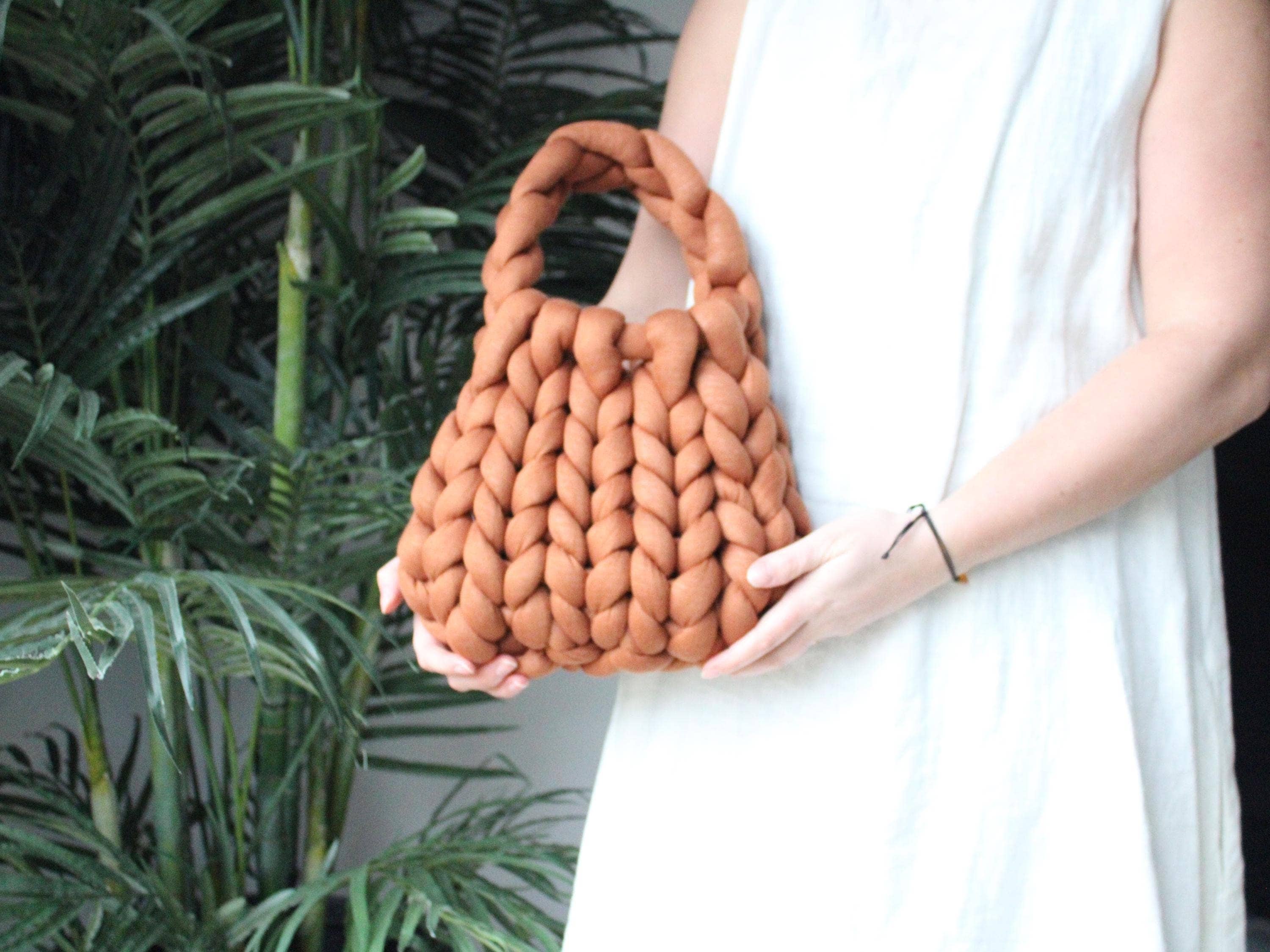 woolexperts - Wholesale Tote Bag - Women's - Chunky Knit Cotton Tote Handbag with Extra Touch Handles #25