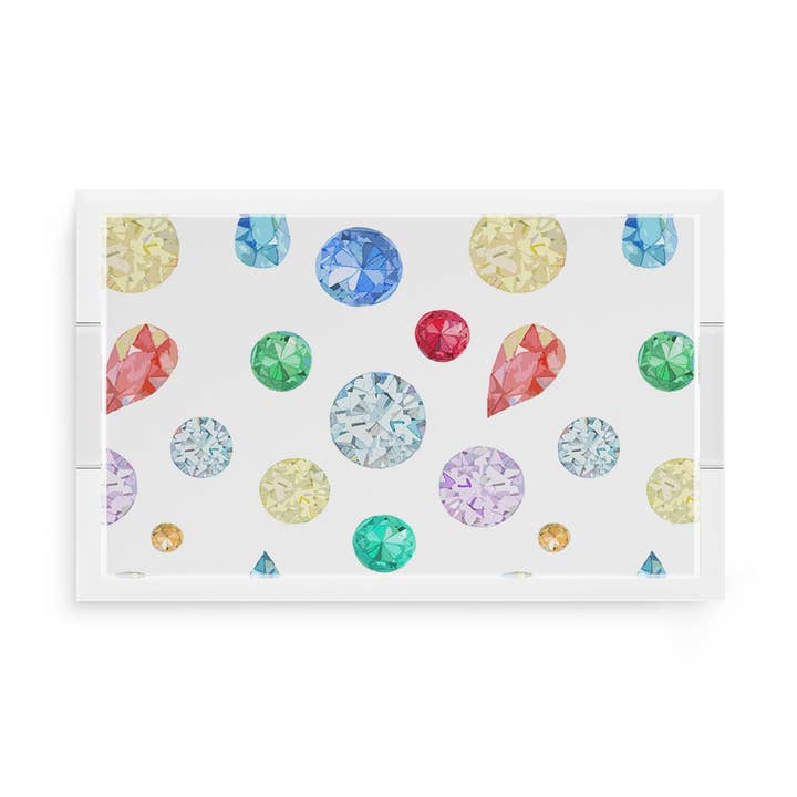 Jewel White Acrylic Rectangle Decorative Tray for wholesale by Nicolette Mayer Collection