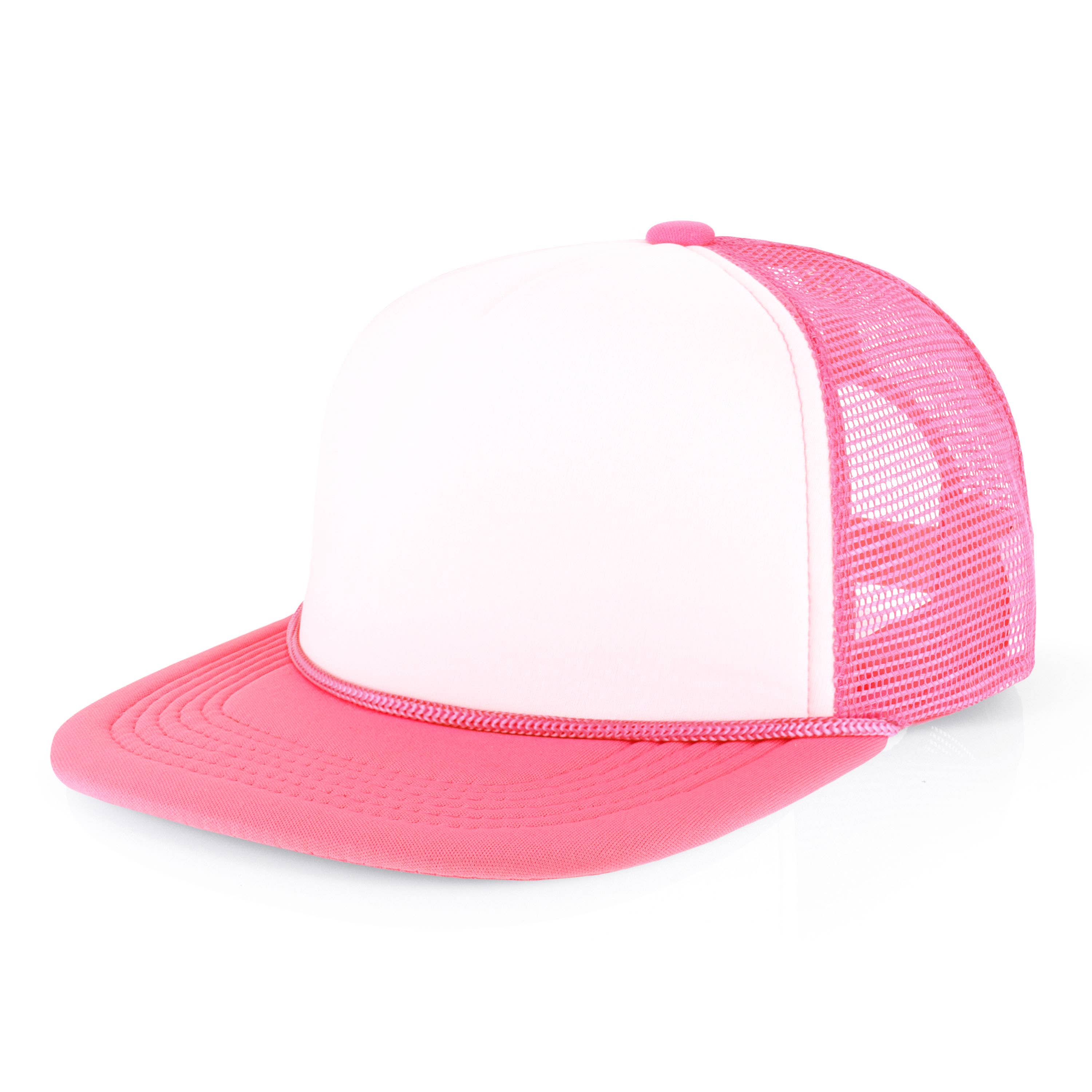 ChoKoLids - Wholesale Trucker Hat - Men's - CHOK.LIDS Plain Two-tone Foam Trucker Flat Bill Cap with Rop28