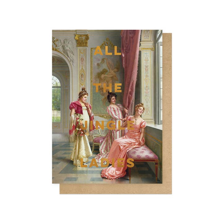 Jingle Ladies Foiled Greetings Card for wholesale by East End Prints - Greetings Cards & Postcards