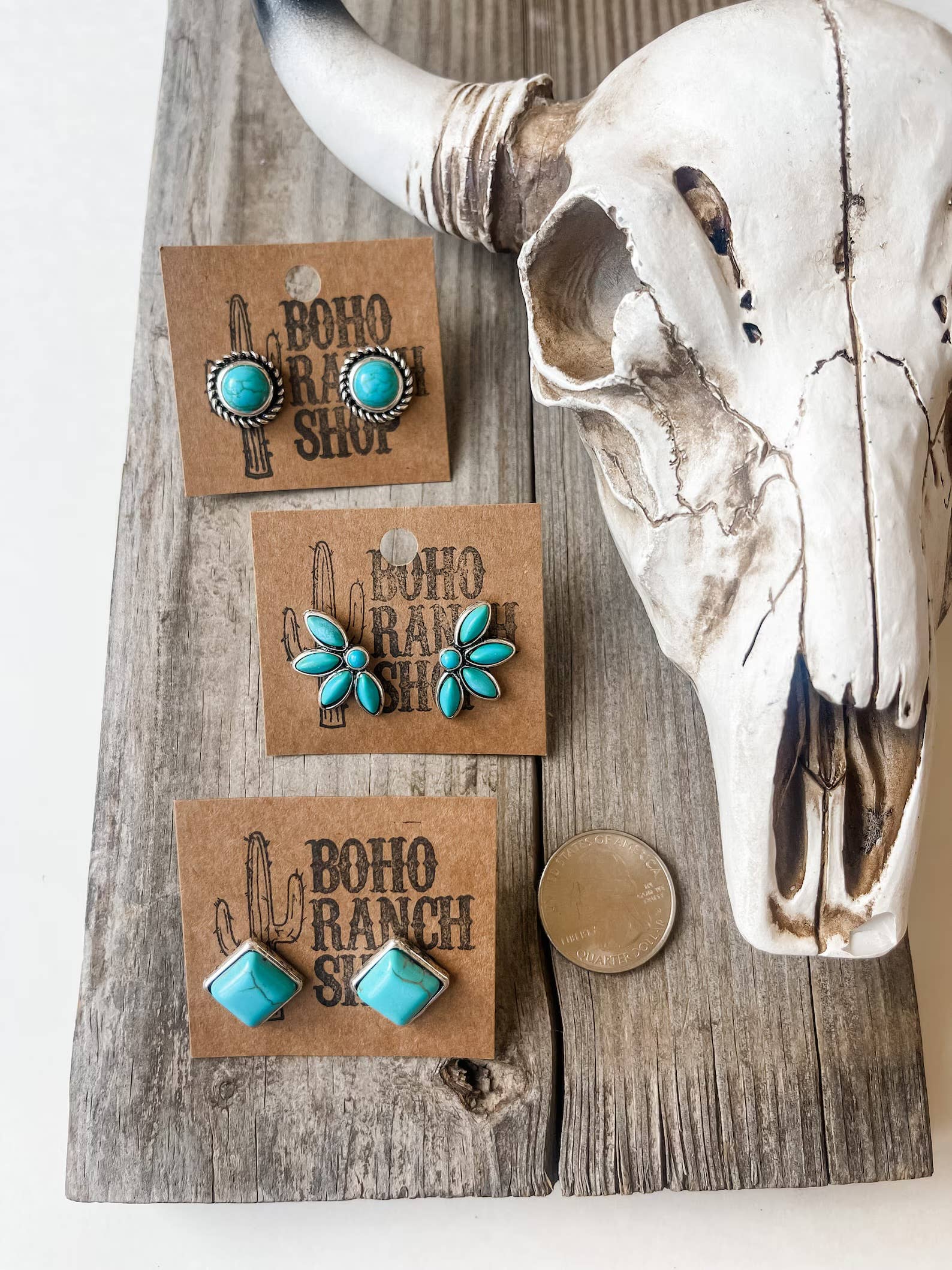 Boho Ranch Shop – wholesale Stud/post earrings – Western Turquoise Stud Earrings6