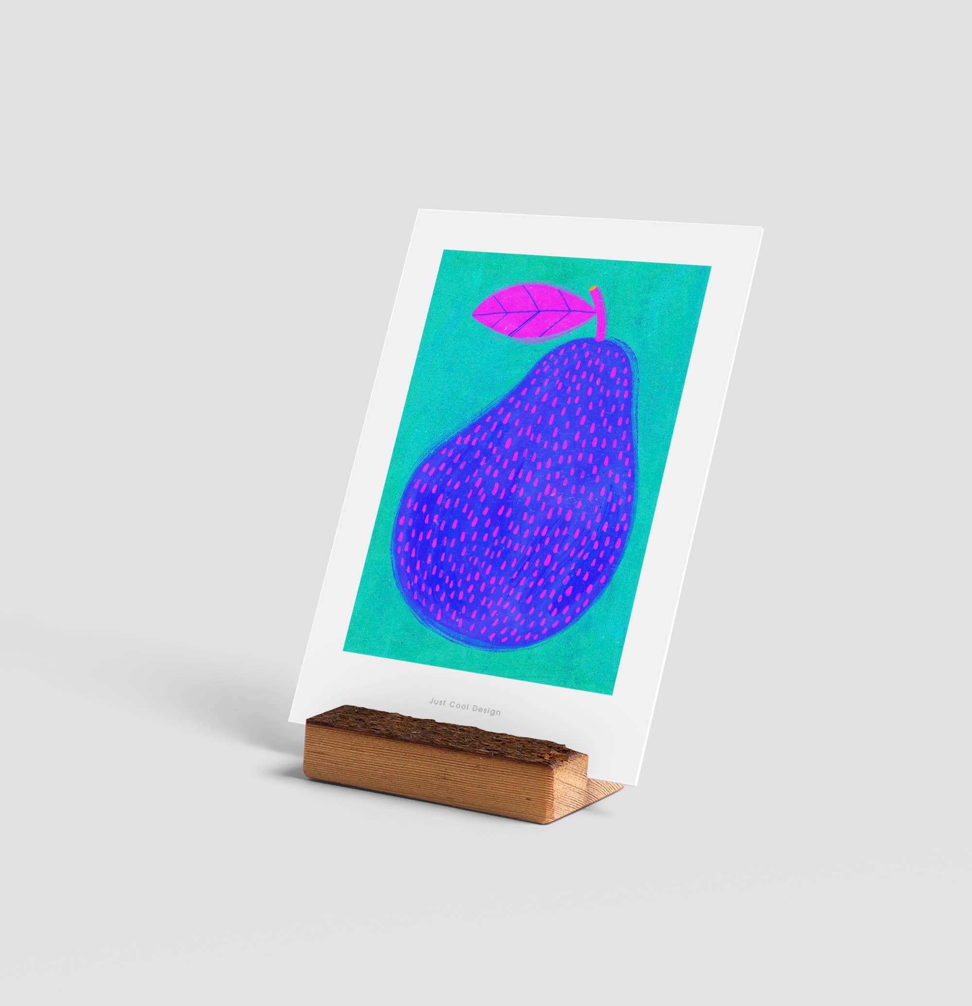 Just Cool Design - Vente Carte de vœux classique - Poire bleue | Mini tirage d'art | Carte d'illustration1