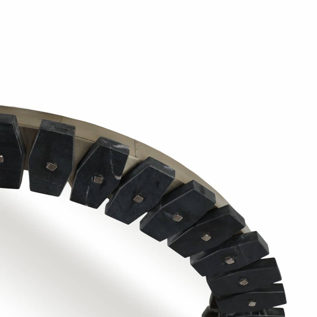 Sagebrook Home - Wholesale Wall Mirror - Marble Glass Round Tile Wall Mirror - Black, 35 in.7